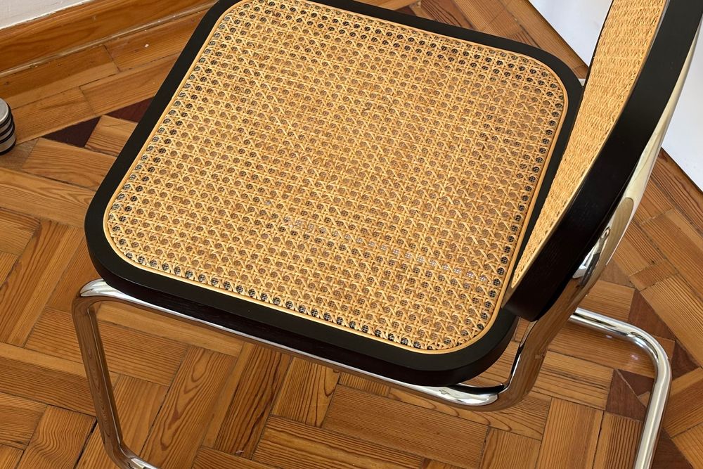 Cadeira de Jantar/Escritorio Preta "TENTO" em rattan da SKLUM