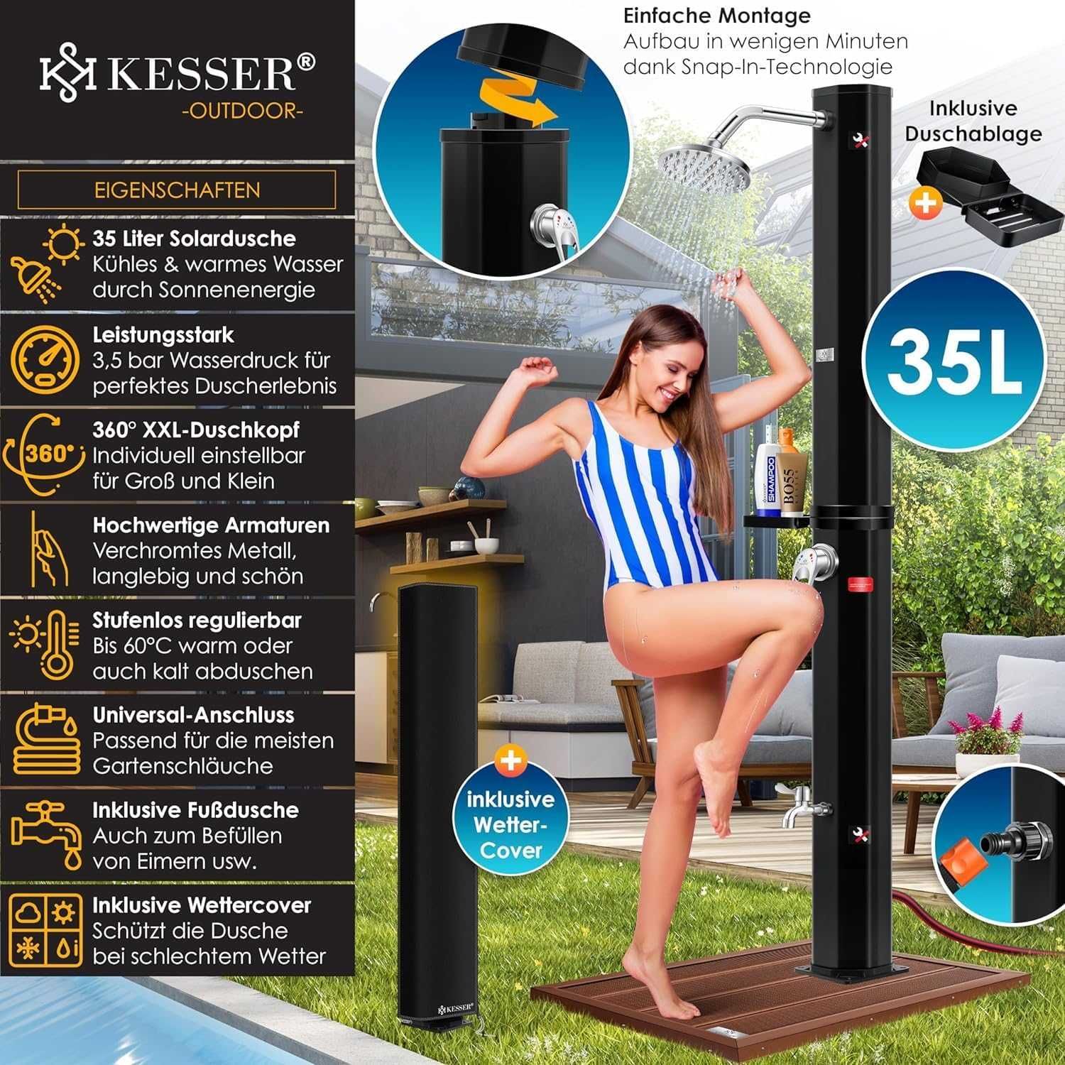 Nowy prysznic ogrodowy / solarny / natrysk / 35L / KESSER !9580!