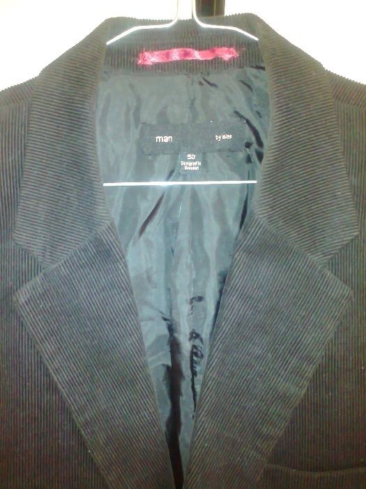 Marynarka sztruksowa czarna MAN ELIOS, 50