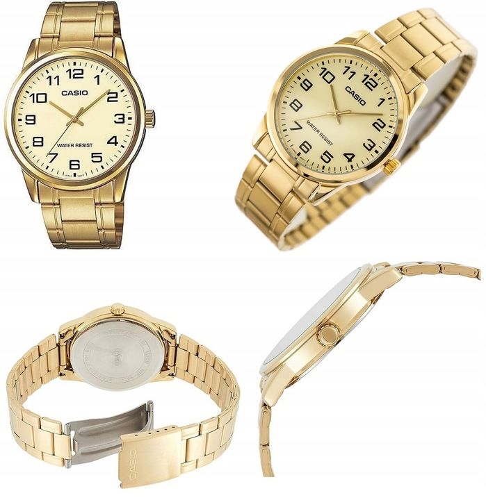 Zegarek Męski Casio Altman+box +grawer Stalowy Cyfry Bransoleta Złoty