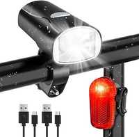 Zestaw świateł rowerowych REALKY przód + tył, wodoodporne, USB