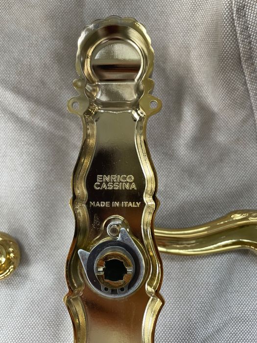 Klamka do drzwi - Szyld długi - Mosiądz PVD - Włoski barok