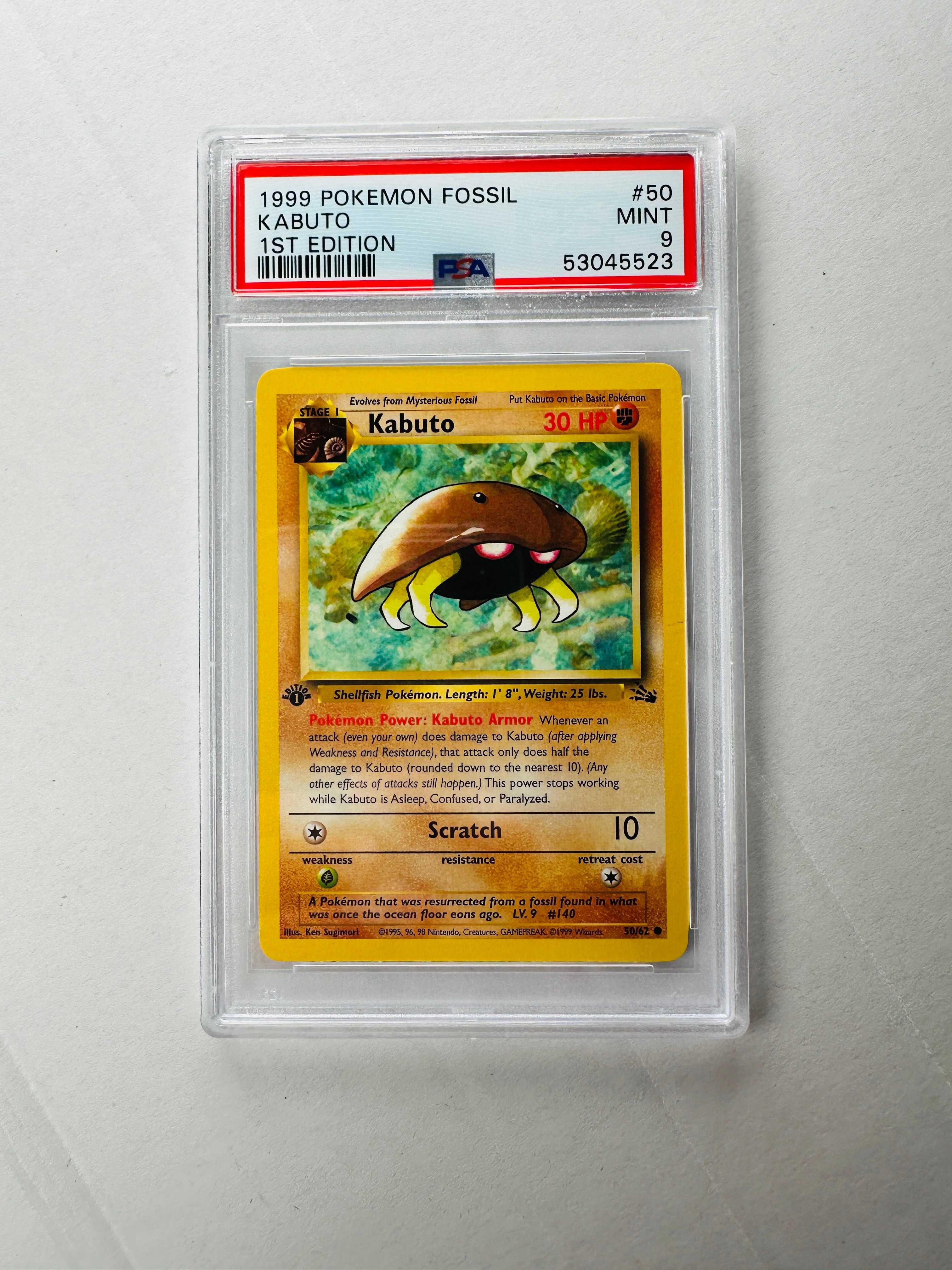[PSA 9] Kabuto 1st Edition 50/62 - Fossil - Karta Pokemon
