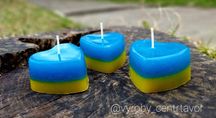 Свічки синьо-жовті у формі сердечка