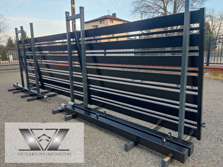 Brama wjazdowa dwuskrzydłowa nowoczesna palisada 1,4x4/120-30 MIX smb