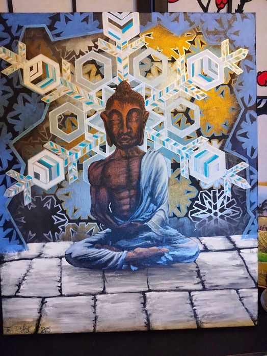 "Zimny Budda" Obraz akrylowy 61x50cm