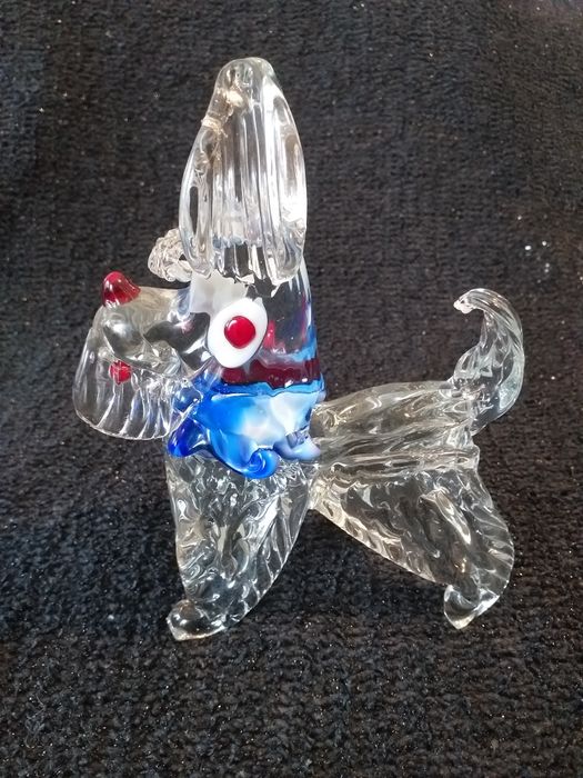 Szklaną rzeźba Salviati Murano pies terrier duża figurka