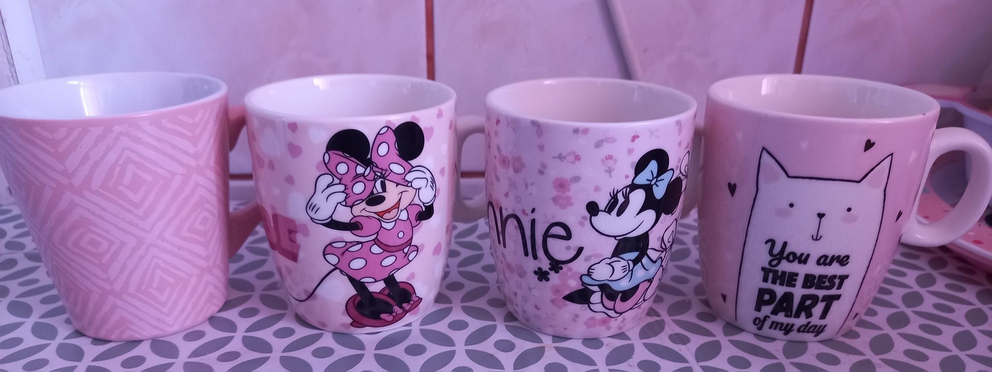 Nowe kubeczki rozowe dla dziewczynki (Minnie, kotek)