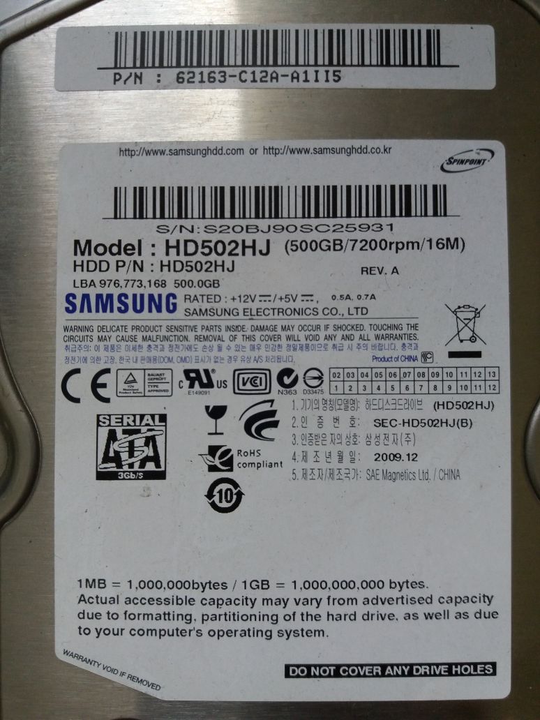 Disco HD 500gb 3.5 sata Samsung