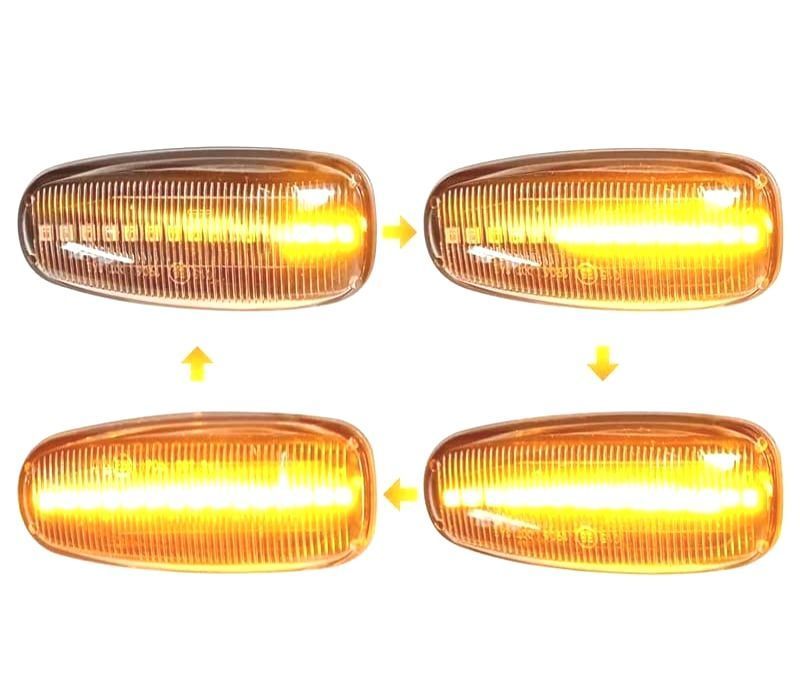 PISCAS LATERAIS LED DINÁMICO MERCEDES R170 R171 W163 W202 W210 W208 W638 FUNDO PRETO