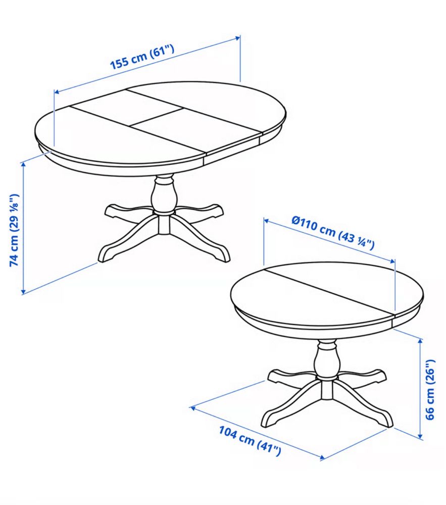 IKEA INGATORP okrągły biały stół rozkładany 110cm