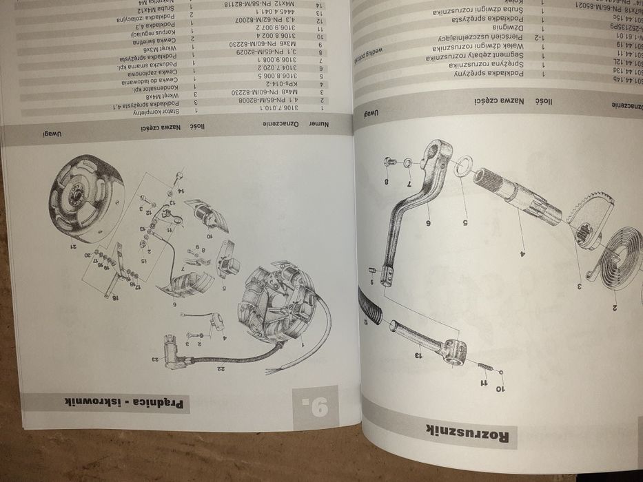 Nowa instrukcja obsługi katalog czesci rama silnik kola zbiornik wsk