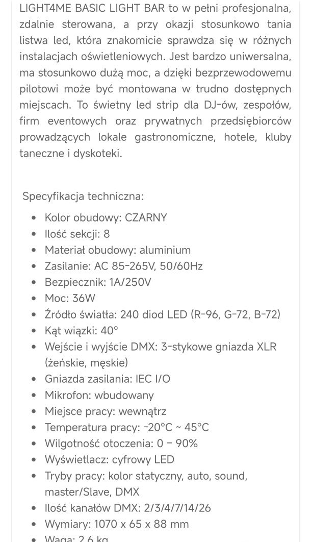 Listwa LED light4me Basic 8 .cena za 2szt