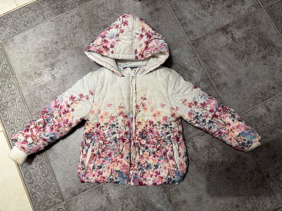 Kurtka zimowa dla dziewczynki 98 kwiaty 2-3 lata