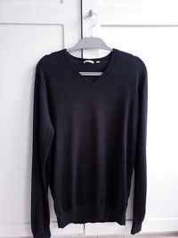 Czarny wełniany sweter Uniqlo męski XL 100% wełna merino