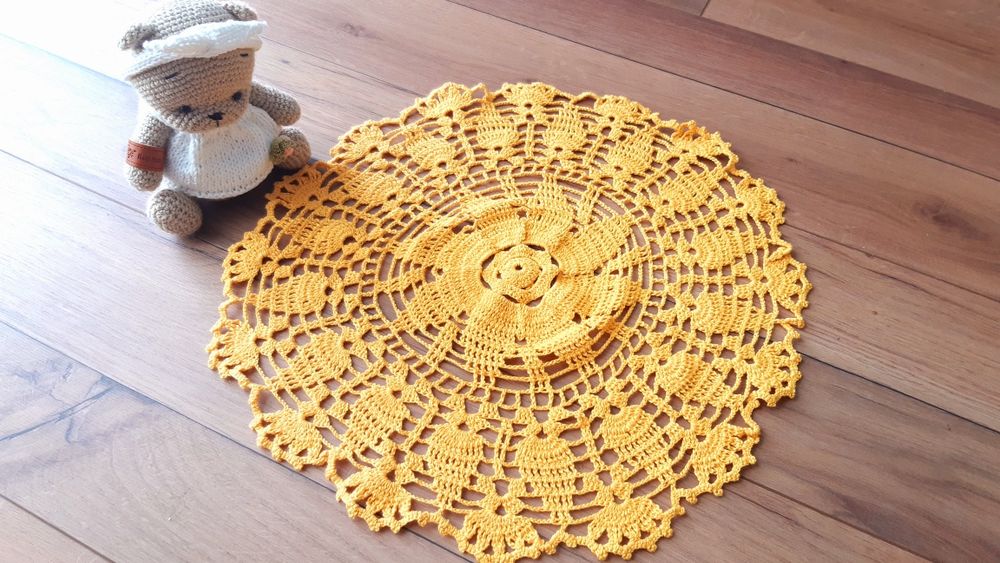 Piękna NOWA Serweta musztardowa średnica 40cm