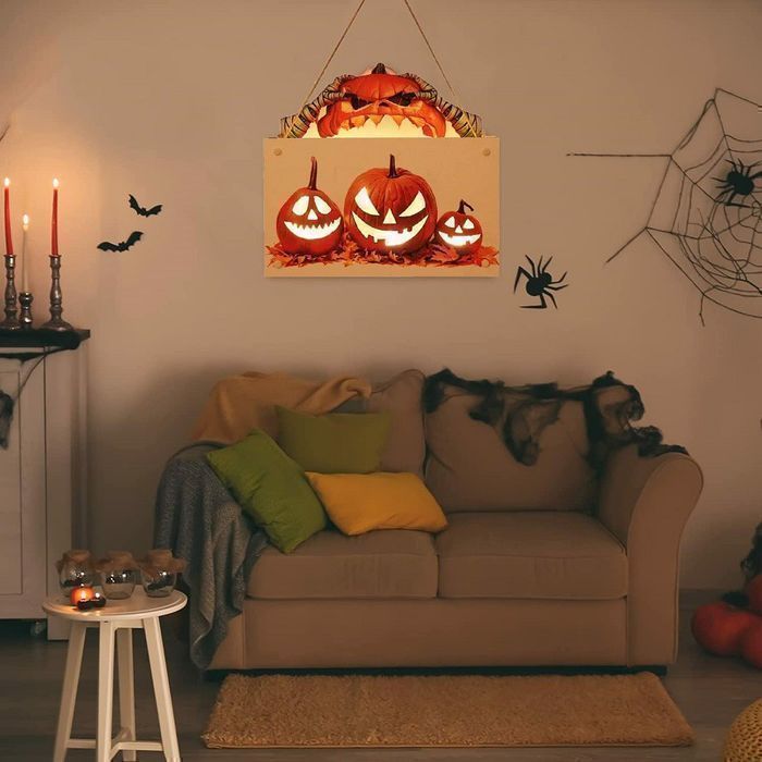 Tablica na drzwi dekoracja Halloween LED baterie