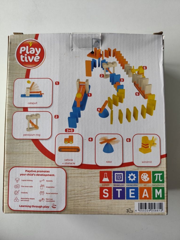 Drewniane domino lidl tor kulkowy z drewna Playtive drewniane klocki N