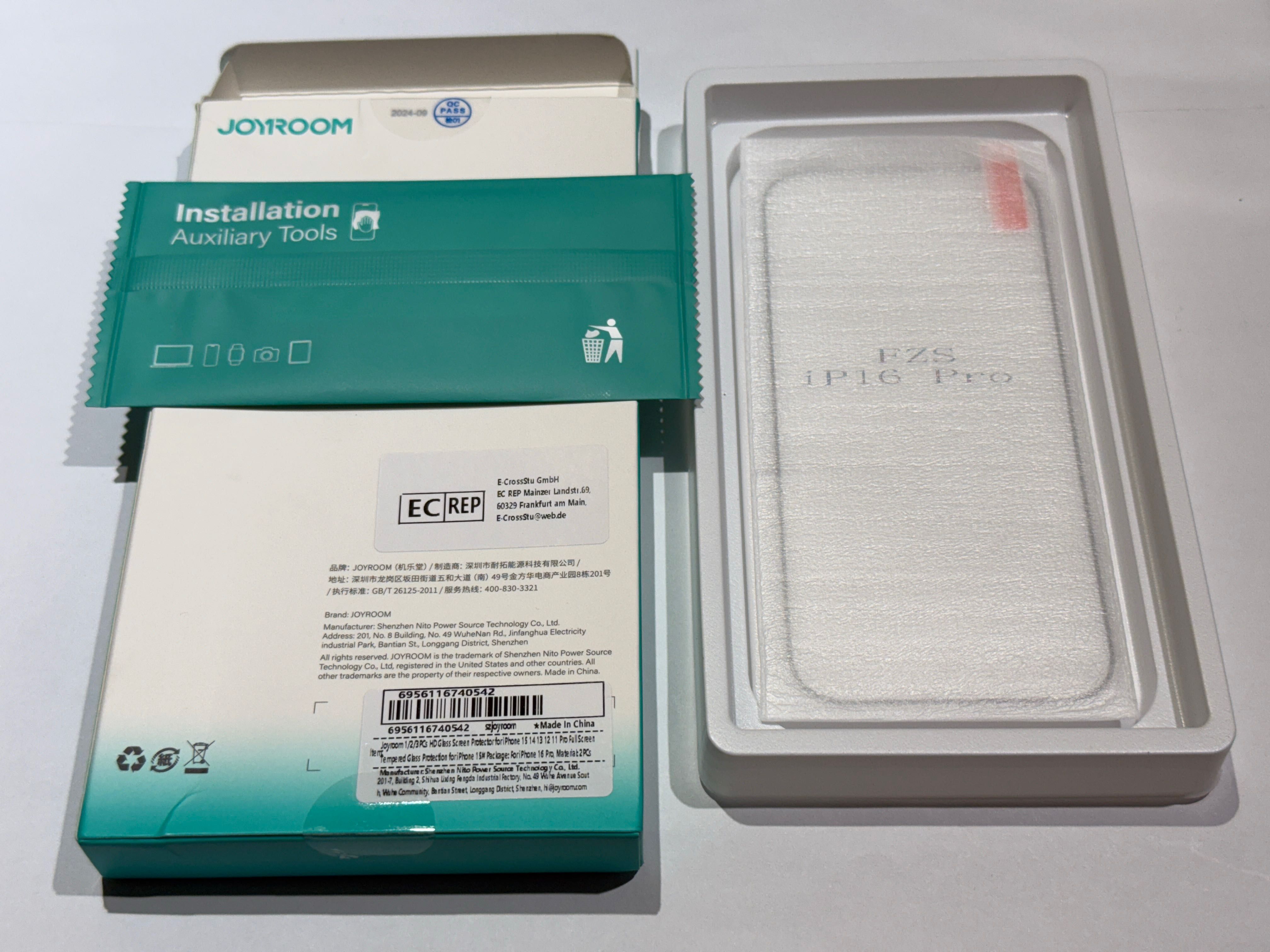 Szkło hartowane JOYROOM 9D HD z ramką do iPhone'a 16 Pro -2szt.