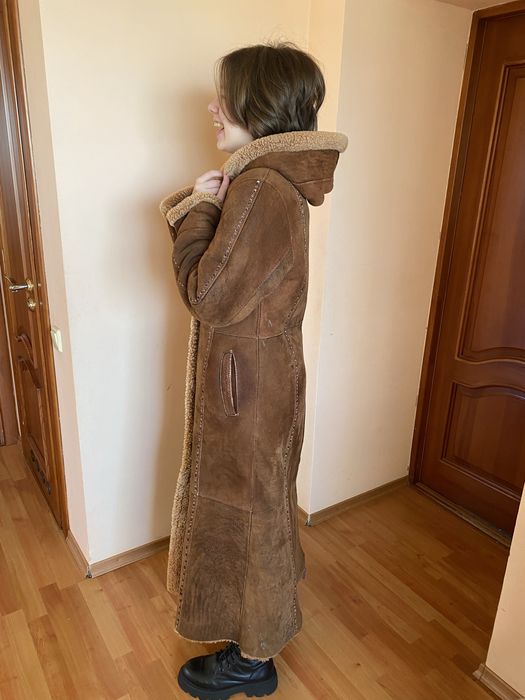 Дубльонка жіноча довга зимова на р S-M коричневі тона