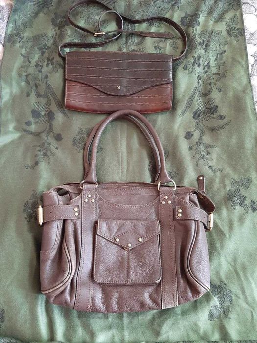 Сумка Maddison и клатч Assima натуральная кожа, коричневый цвет