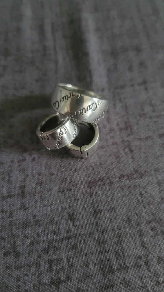 Серьги колечки серебро родированный Cartier