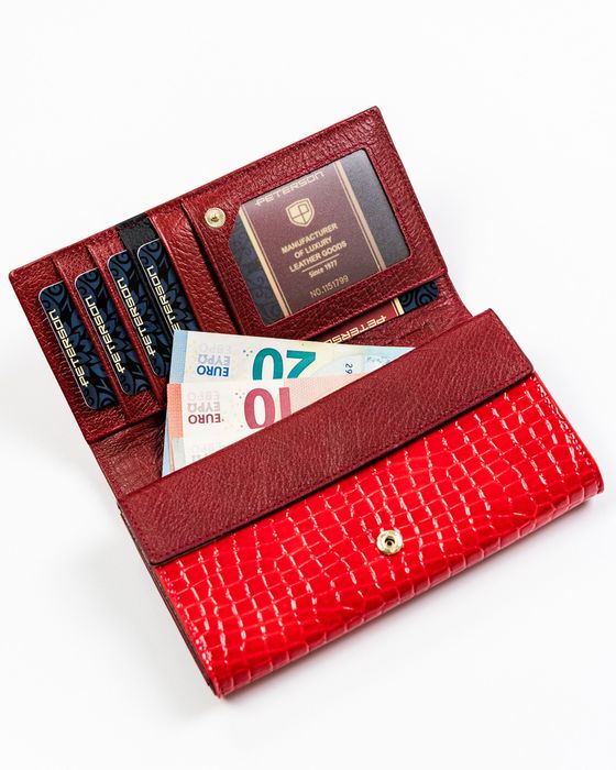 lakierowany portfel z elegancki wzorem croco - peterson