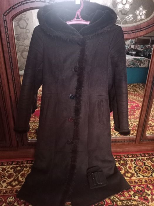 Пальто замш,довге стан ідеал