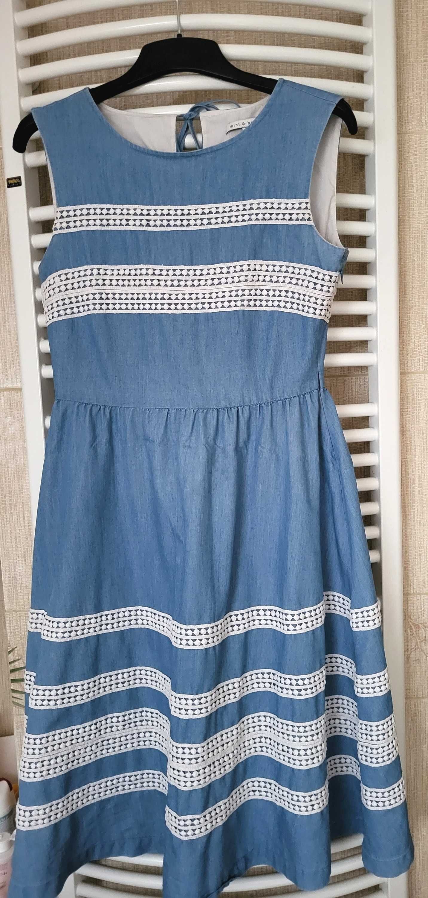 sukienka midi z ozdobną gipiurą w stylu boho Mint & Berry 36/S/38/M
