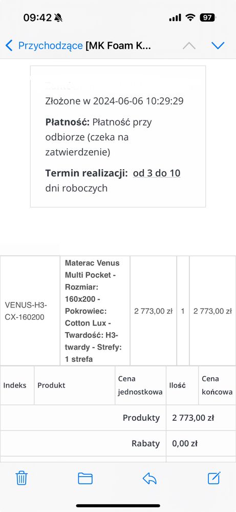 Materac jak nowy M&K Foam Koło