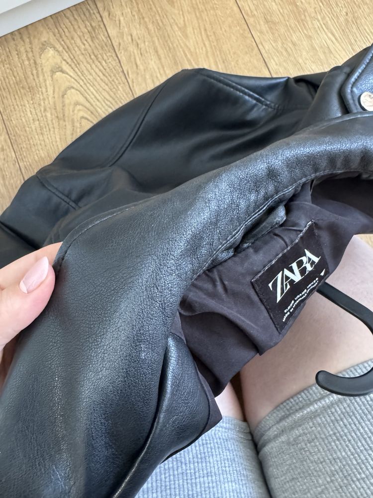 Ramoneska kurtka jak skórzana skóra ekologiczna Zara