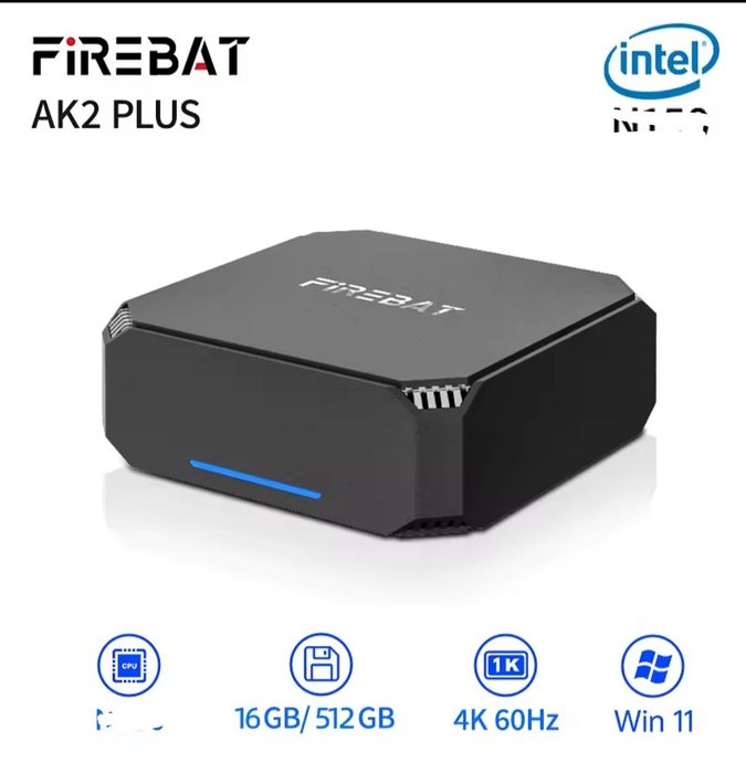 Міні ПК Firebat AK2 Mini PC, Intel N100, 16 GB RAM, 512 GB SSD, Window