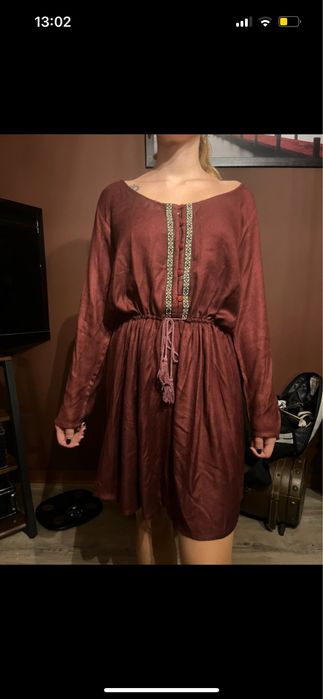 Vestido natura bordo