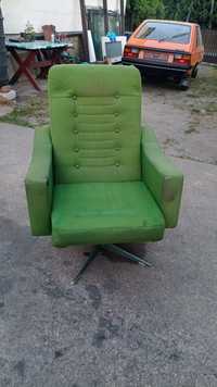 Fotel antyczny zielony obracany
