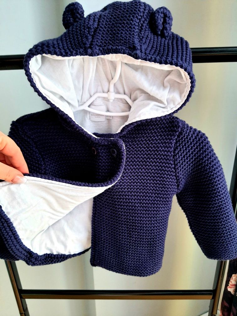 Sweterek z uszkami Bluezoo 3-6 miesięcy 62-68cm 100% bawełny