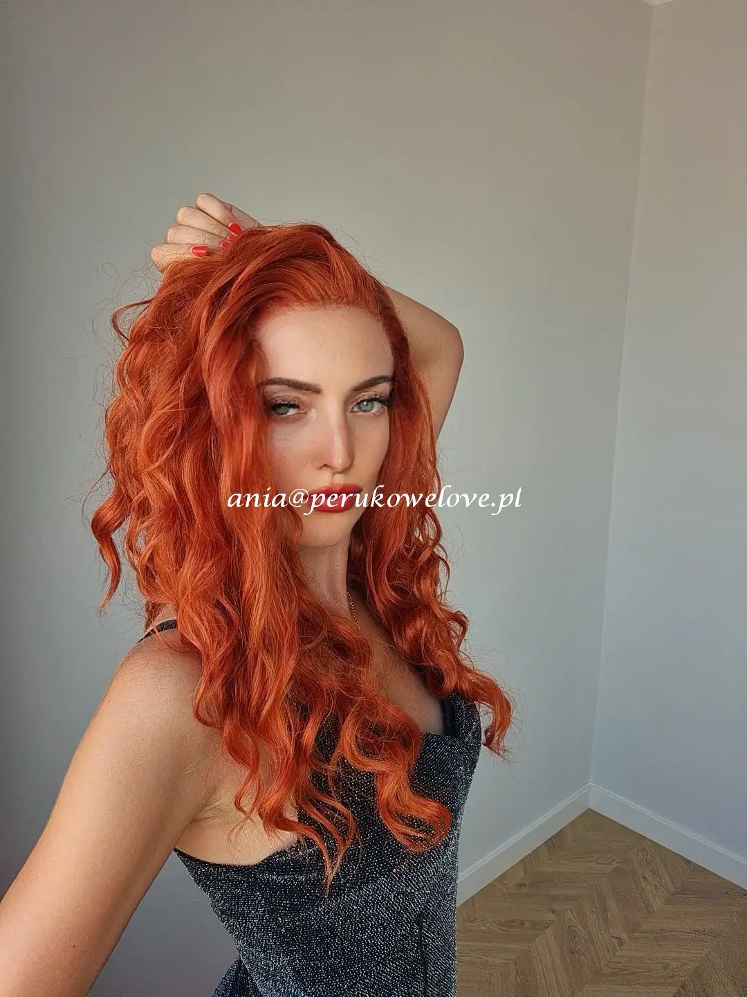Peruka ruda lace front loki kręcone włosy na co dzień