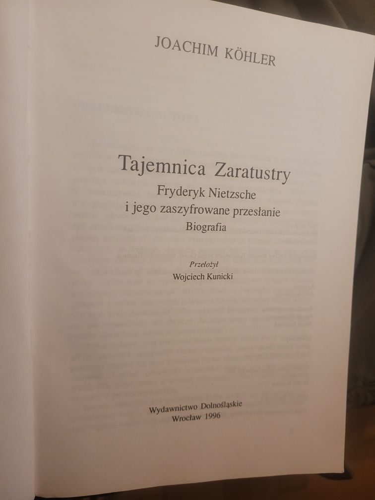 J.Köhler Tajemnica Zaratustry Biografia Nietzschego 1996 WD