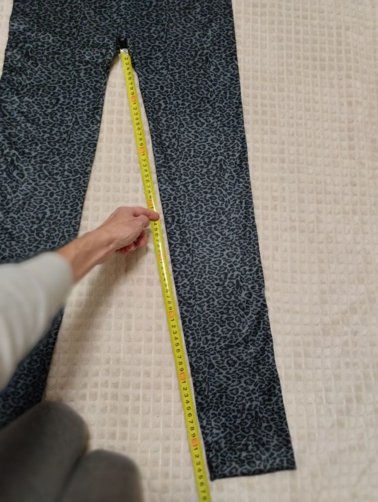 Spodnie legginsy getry w panterkę z wysokim stanem S/M