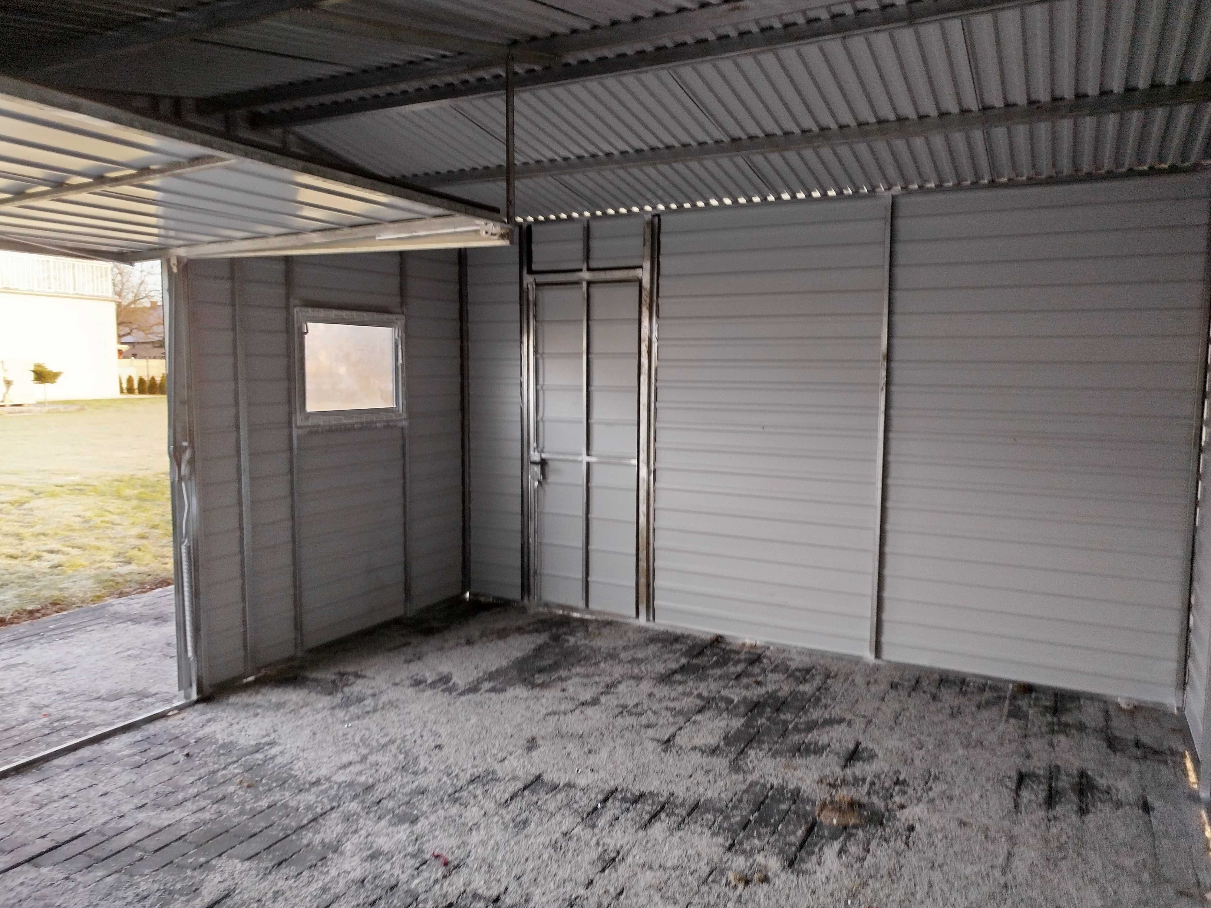 Garaż blaszak jednostanowiskowy + schowek blaszany 5x6 - kolory, wzory
