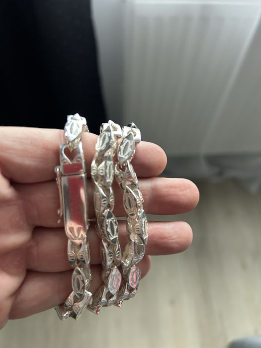 PIEKNY Srebrny Łańcuch Cartier plus Krzyż