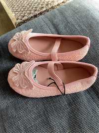 Buty baletki różowe brokatowe księżniczka