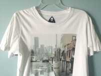 Biały bawełniany t-shirt z nadrukiem Fishbone XS 34 koszulka z nadruk