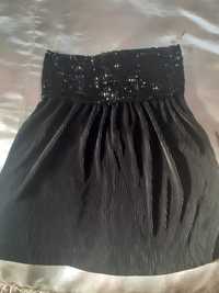 Spodnica czarna AMISU plis material pasek guma z cekinami rozm L