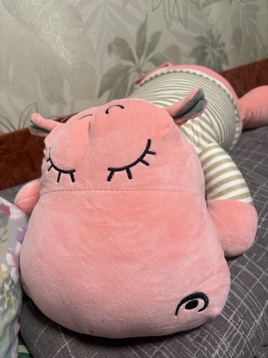 Іграшка - подушка Бегемот трансформер 3 в 1 з пледом