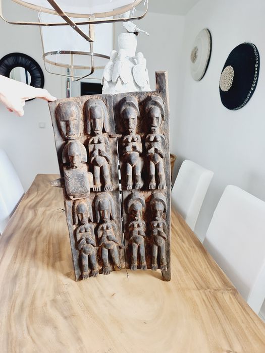 Afrykańskie drzwi ze spichlerza plemie Dogonow Mali lata 60te XX wieku