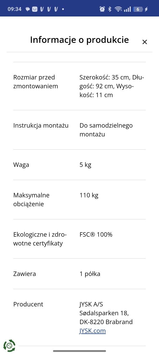 Ławeczka do przedpokoju Jysk VANDSTED
Ławka VANDSTED z półką czarny tk