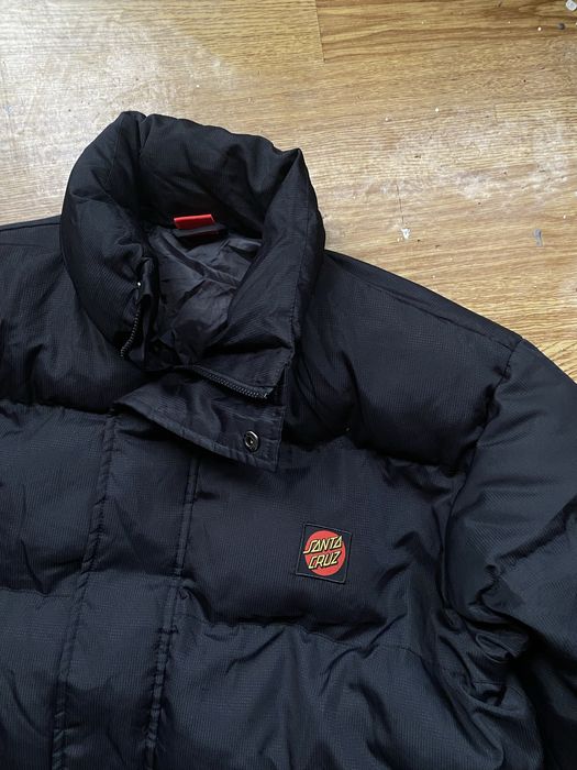 Ciepła męska czarna kurtka Santa Cruz sk8 rap y2k bez kaptura oversize