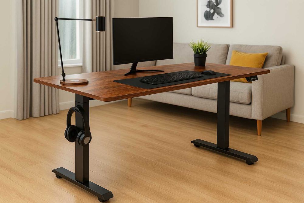 Nowe Biurko Elektryczne Gamingowe Regulowane 140 x 60 cm - Brązowe