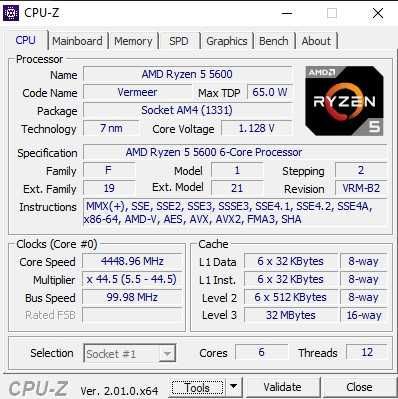 Ryzen 5 5600 4,4Ghz 32mb L3 6 ядер /12 потоков процессор AMD tray