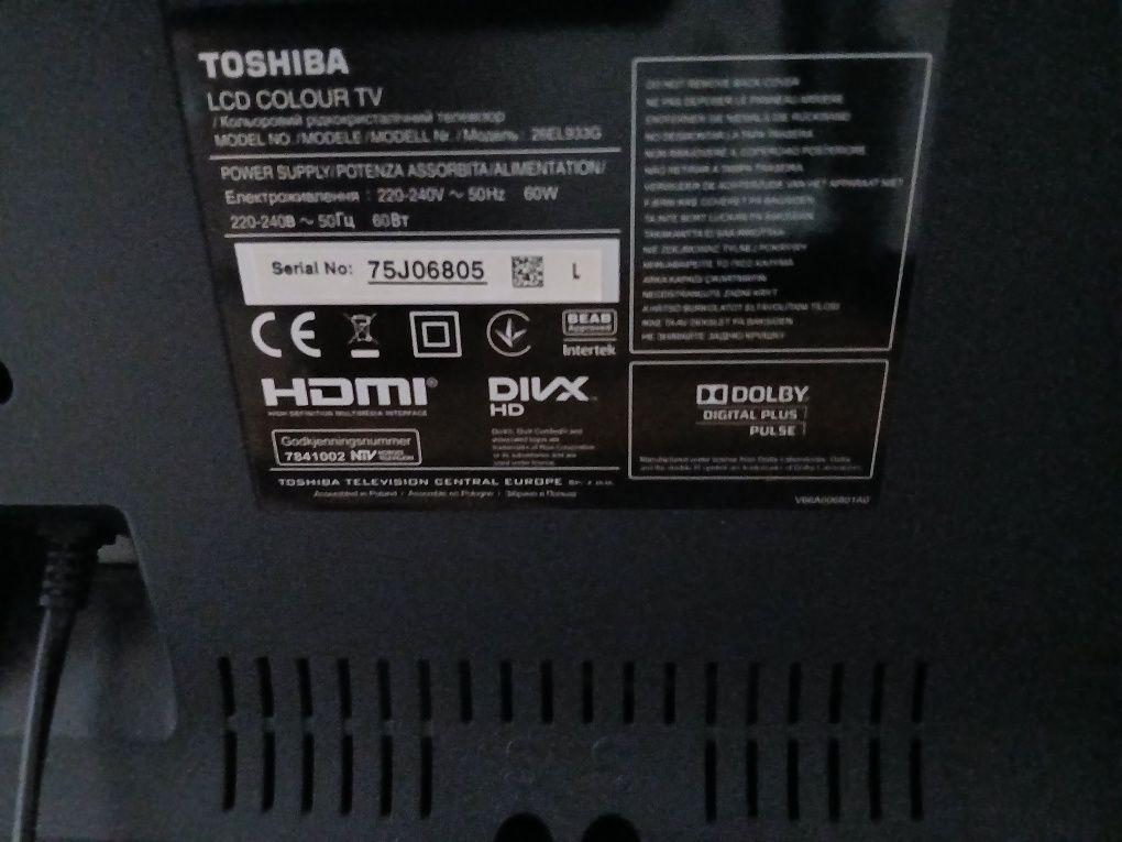 Tv Toshiba 26 cali lcd całe zbita matryca